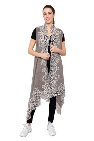Stole Poncho – 4 Side Lace (Brown)