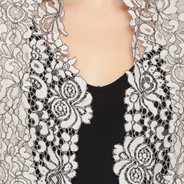 Stole Poncho – 4 Side Lace (Lt. Grey) - Image 2