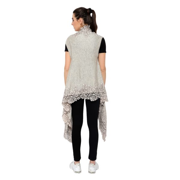Stole Poncho – 4 Side Lace (Lt. Grey) - Image 6
