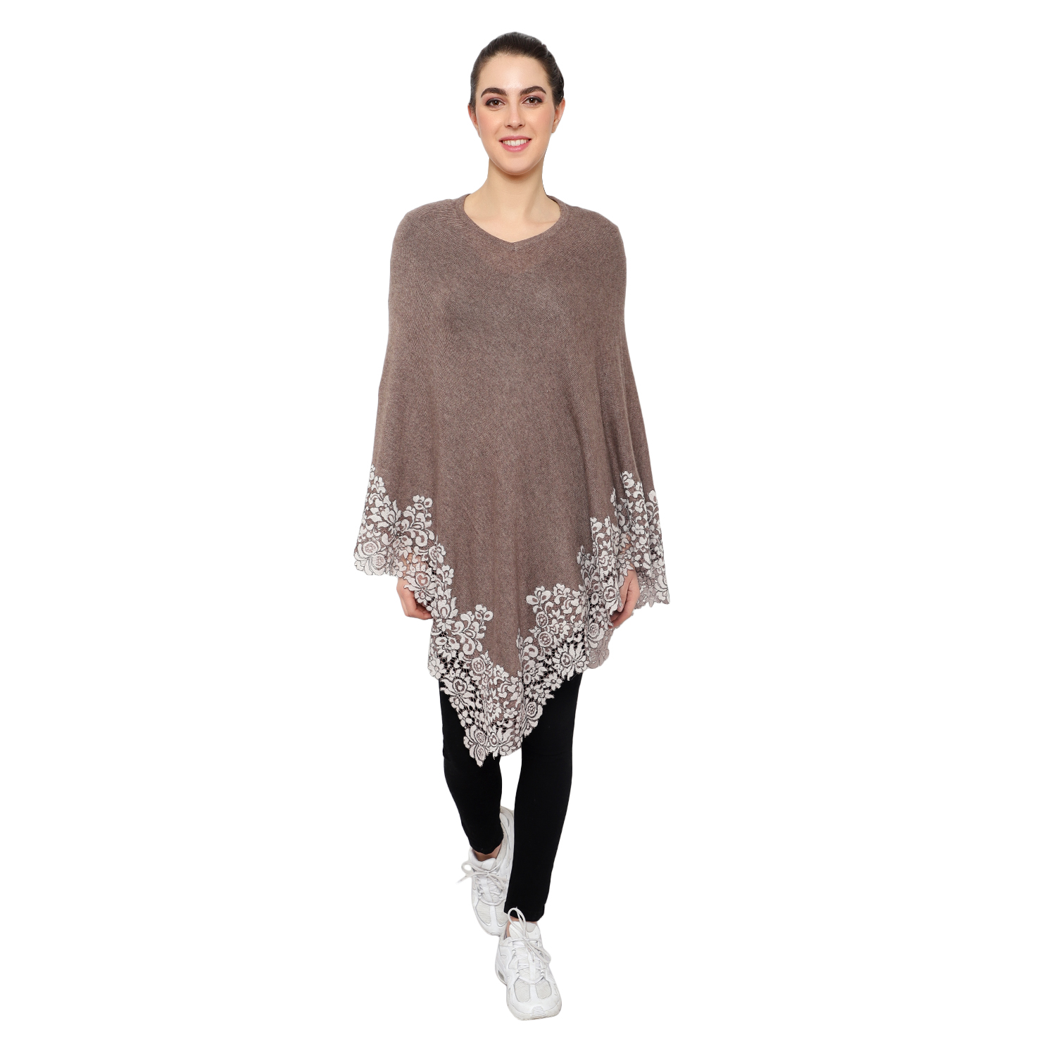 Lace Poncho (Brown)