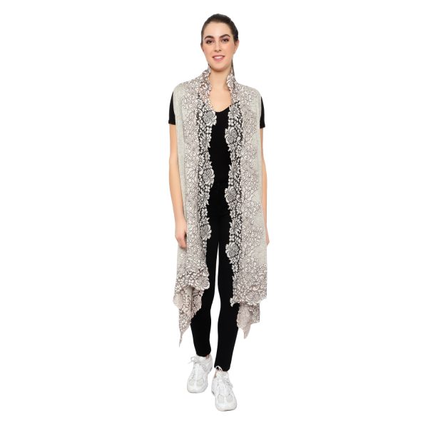 Stole Poncho – 4 Side Lace (Lt. Grey) - Image 4