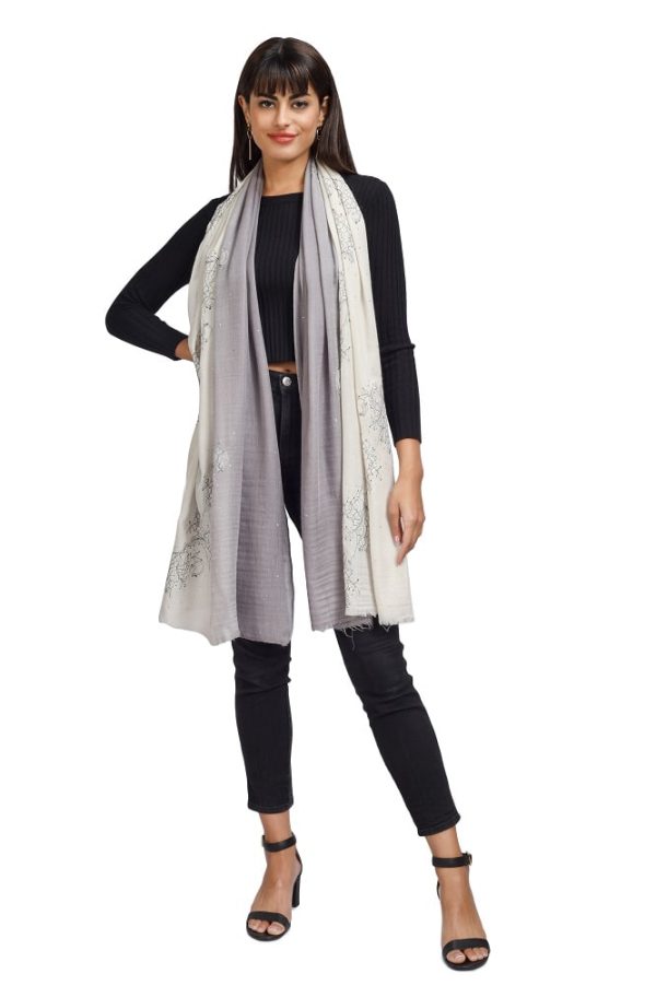 Ombre – Lace Design Stole with Swarovski Work - Image 2