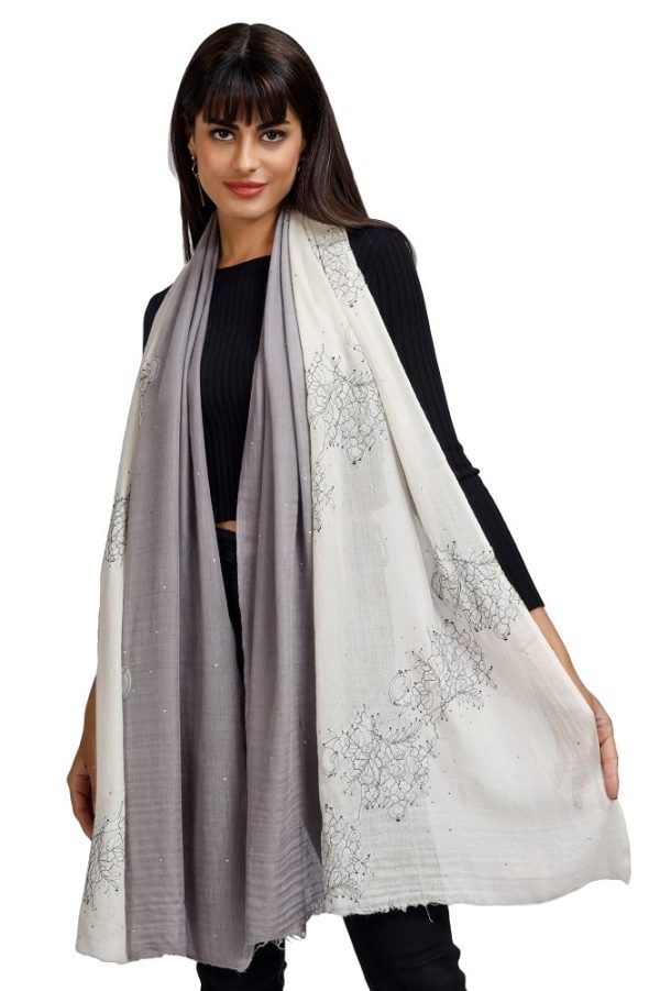 Ombre – Lace Design Stole with Swarovski Work