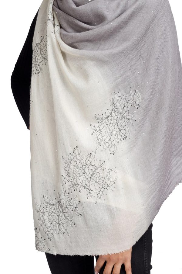 Ombre – Lace Design Stole with Swarovski Work - Image 3
