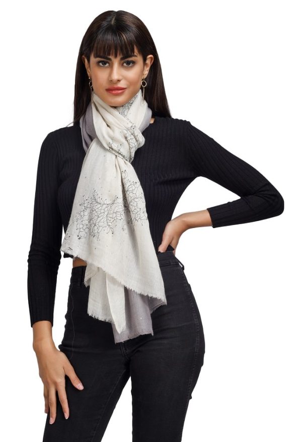 Ombre – Lace Design Stole with Swarovski Work - Image 4