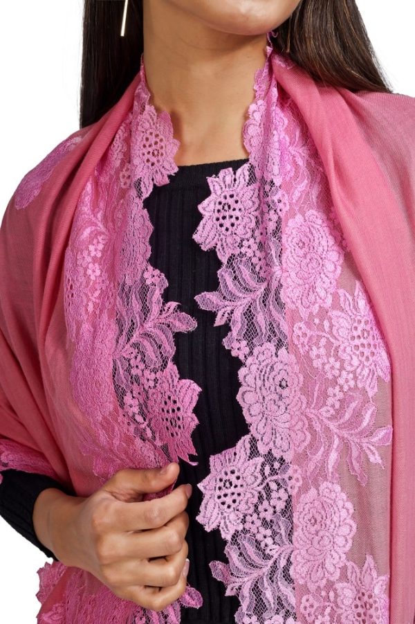 Ombre – Diagonal Design Stole with Lace Work - Image 4