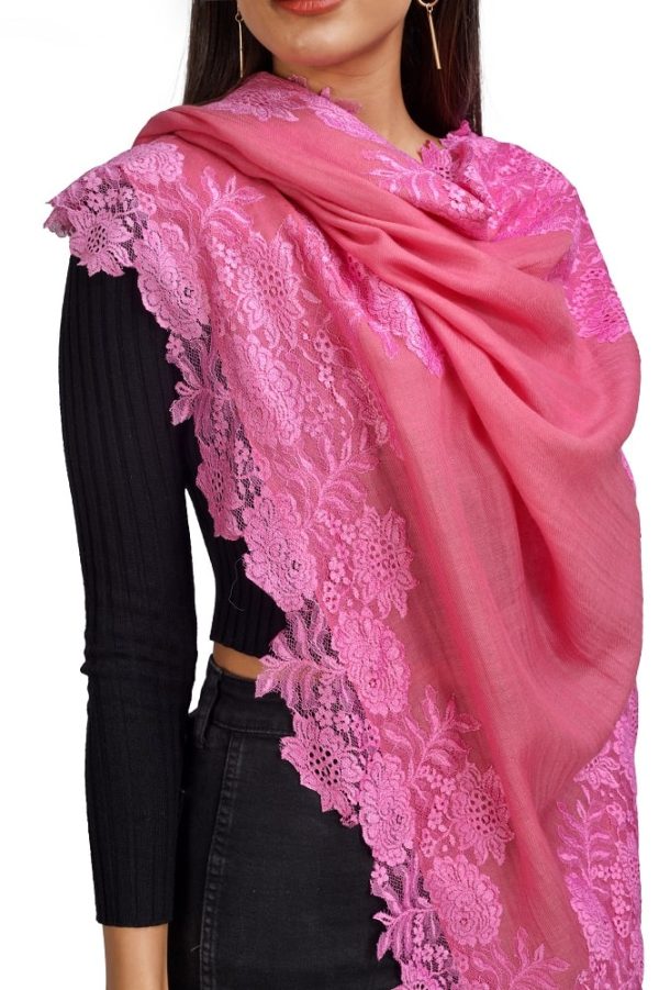 Ombre – Diagonal Design Stole with Lace Work - Image 6