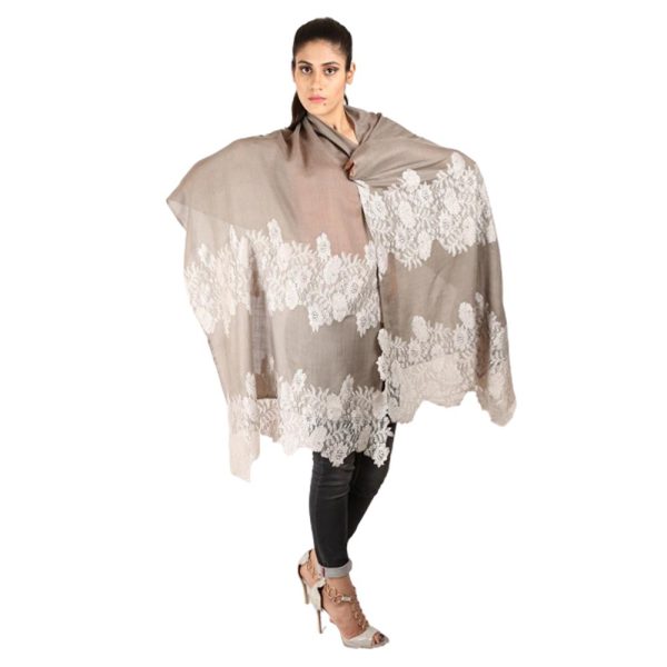 Double Palla Lace Stole (Mousse / Pista Green) - Image 2