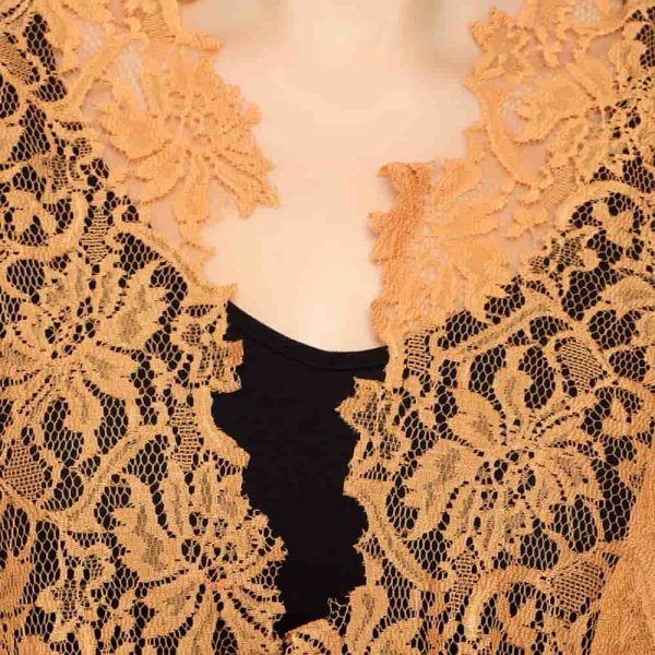 Lace Stole – 4 Side Border (Mustard) - Image 4