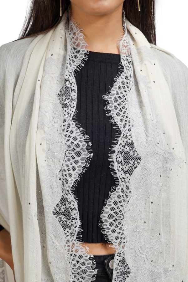 Four Side Border with Patti Lace & Swarovski Work - Image 3