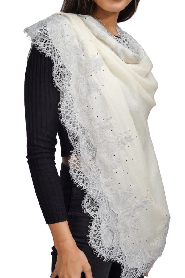 Four Side Border with Patti Lace & Swarovski Work - Image 4