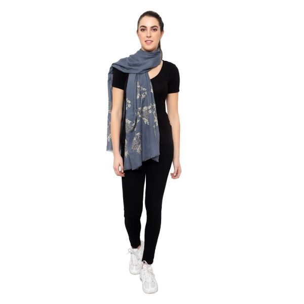 Lace Palla Design Stole (Grey) - Image 2