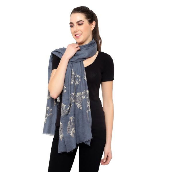 Lace Palla Design Stole (Grey)