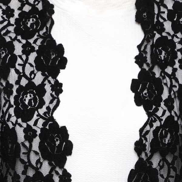 50-50 Style Flower Lace Stole (Grey – Black Ombre /Black) - Image 3